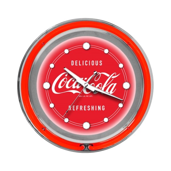 Coca Cola Neon Clock - Delicious Refreshing - Two Neon Rings